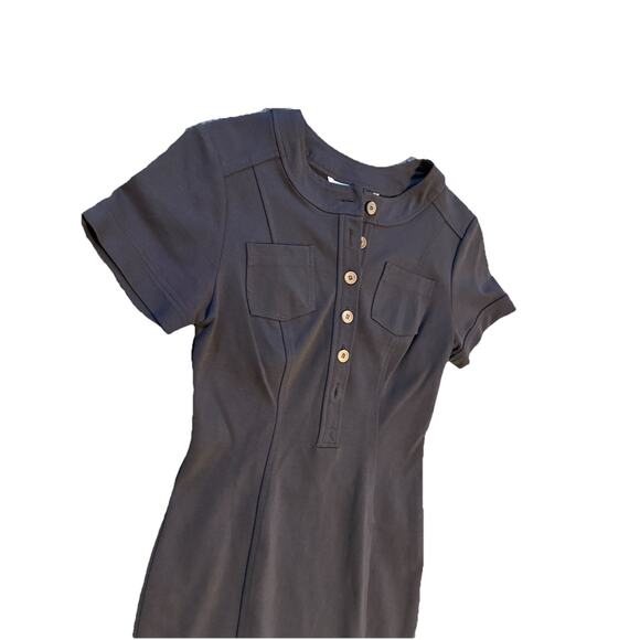 Diane Von Furstenberg DVF Brown Career Dress Sz 4 Sheath Stretch Buttons Knee - Picture 3 of 7